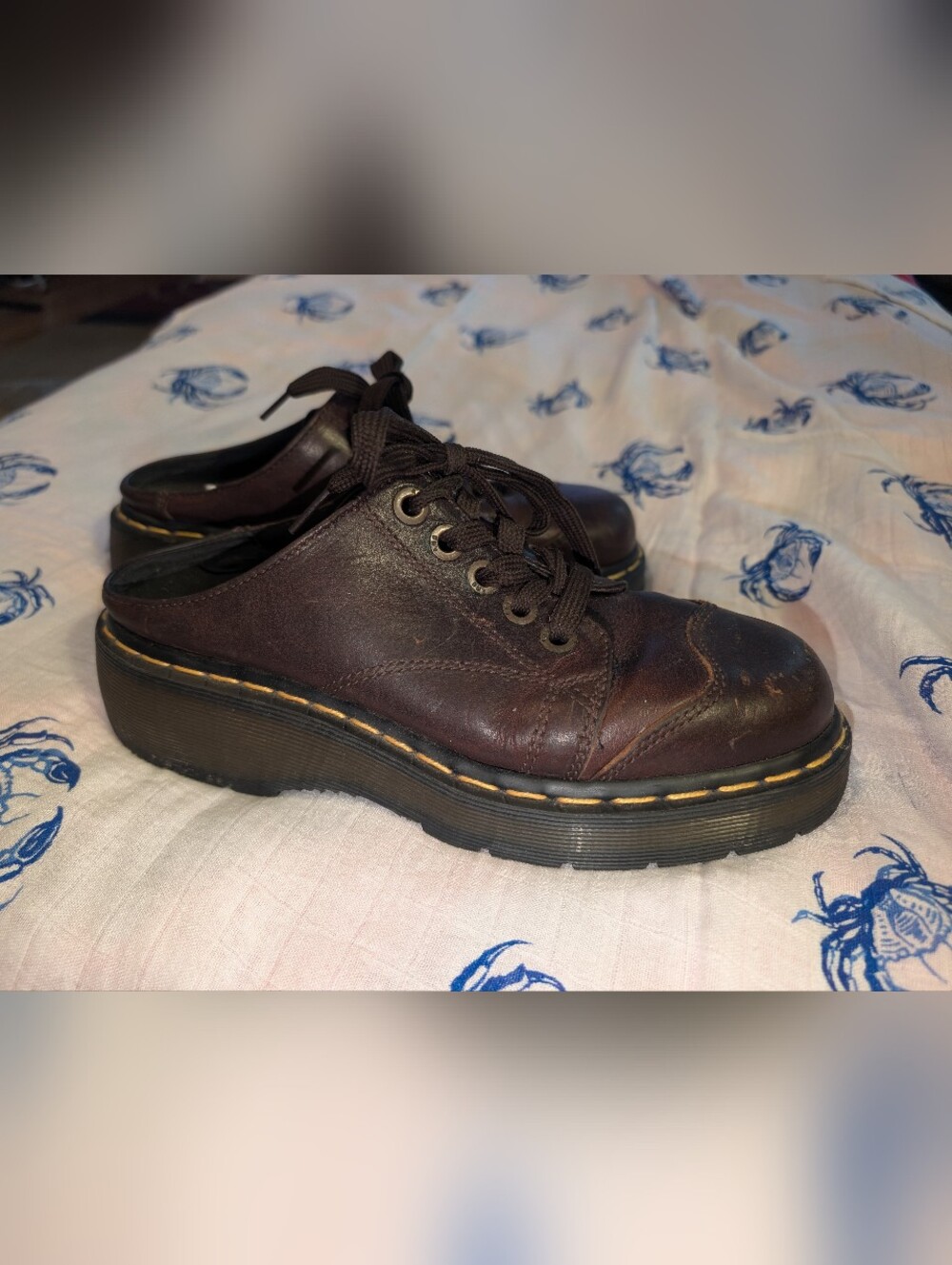 Vintage Dr Martens Mules Clogs Brown Leather Women’s Made In England Sz 7 US 9